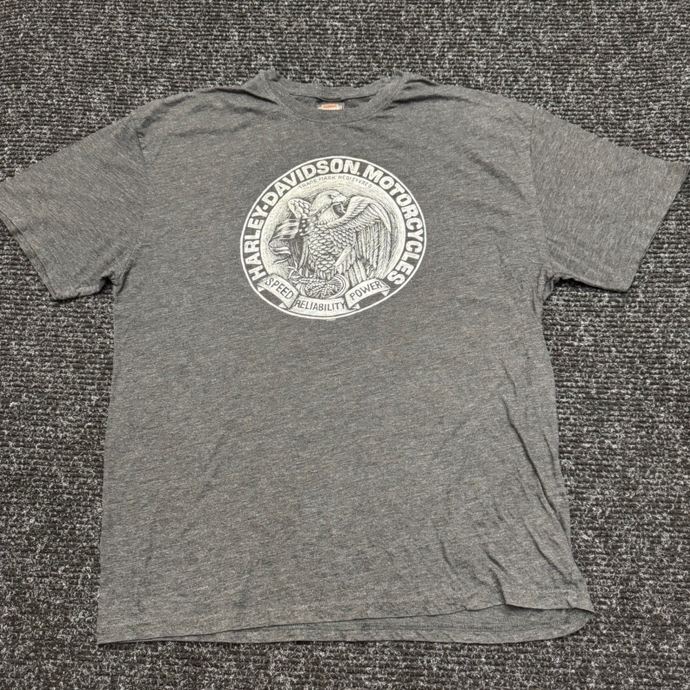 Harley-Davidson Mens XL Charcoal Grey Eagle Graphic T-Shirt Buds Evansville IN